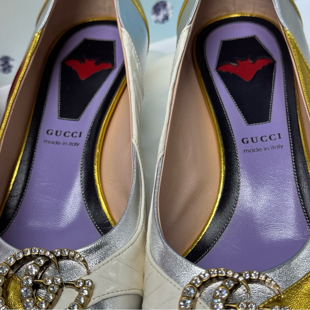 💎$1200 GUCCI CRYSTAL GG WAXEL HEELS - Picture 5 of 14